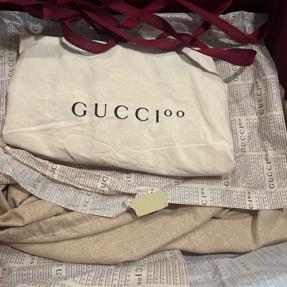 Gucci Brown GG Canvas Tote with Signature Green-Red Stripe - Picture 4 of 12